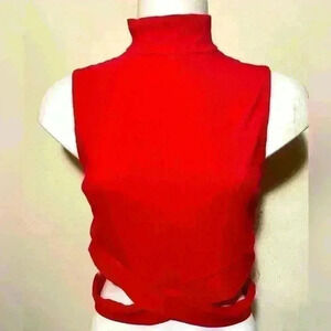 Red Turtle Neck Crop Top, NWOT